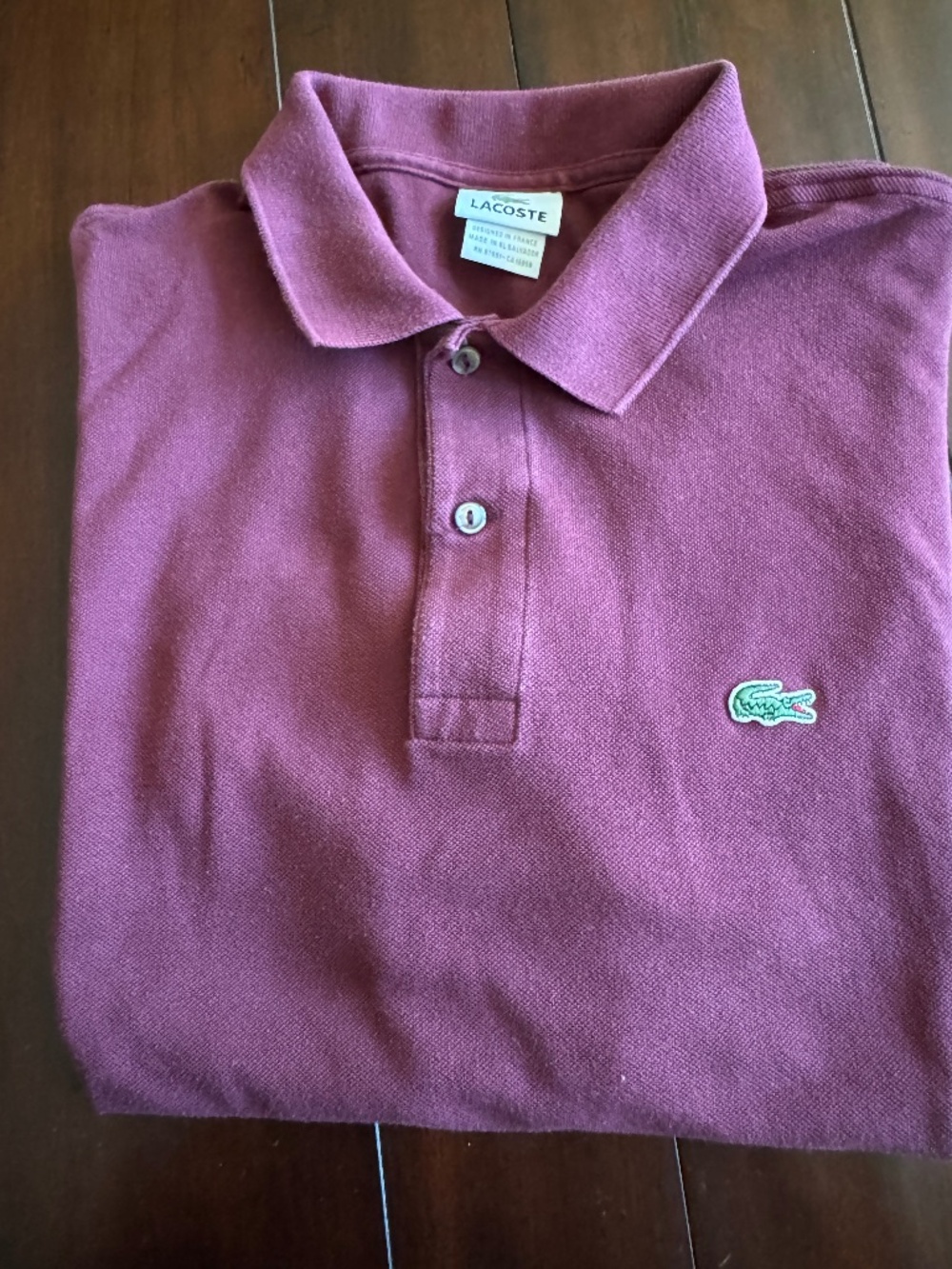 Lacoste Burgundy Polo Size 6